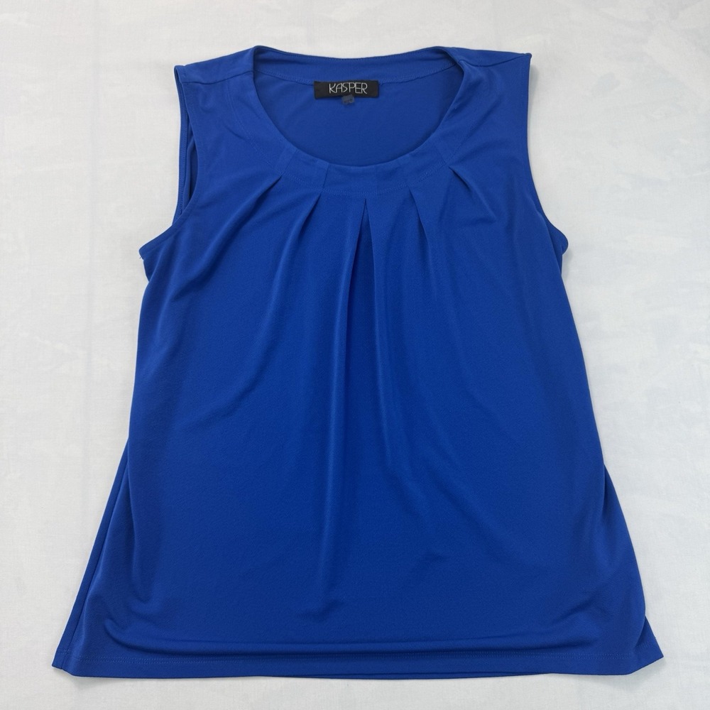Kasper Women's Medium Royal Blue Sleeveless Blouse Tank Top Career Basic